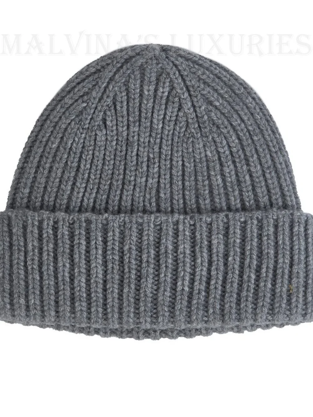 GUCCI HAT GRAY WOOL CASHMERE RIB KNIT LOGO PATCH BEANIE M / MEDIUM / 57CM